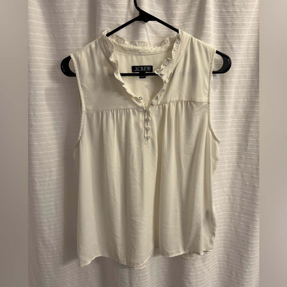 J. Crew Ruffle Sleeveless Sheer Top - Sz M